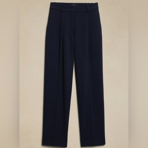 Banana Republic Double Weave Pleated Relaxed Straight Pants Black Size 2 $120 - Picture 8 of 13